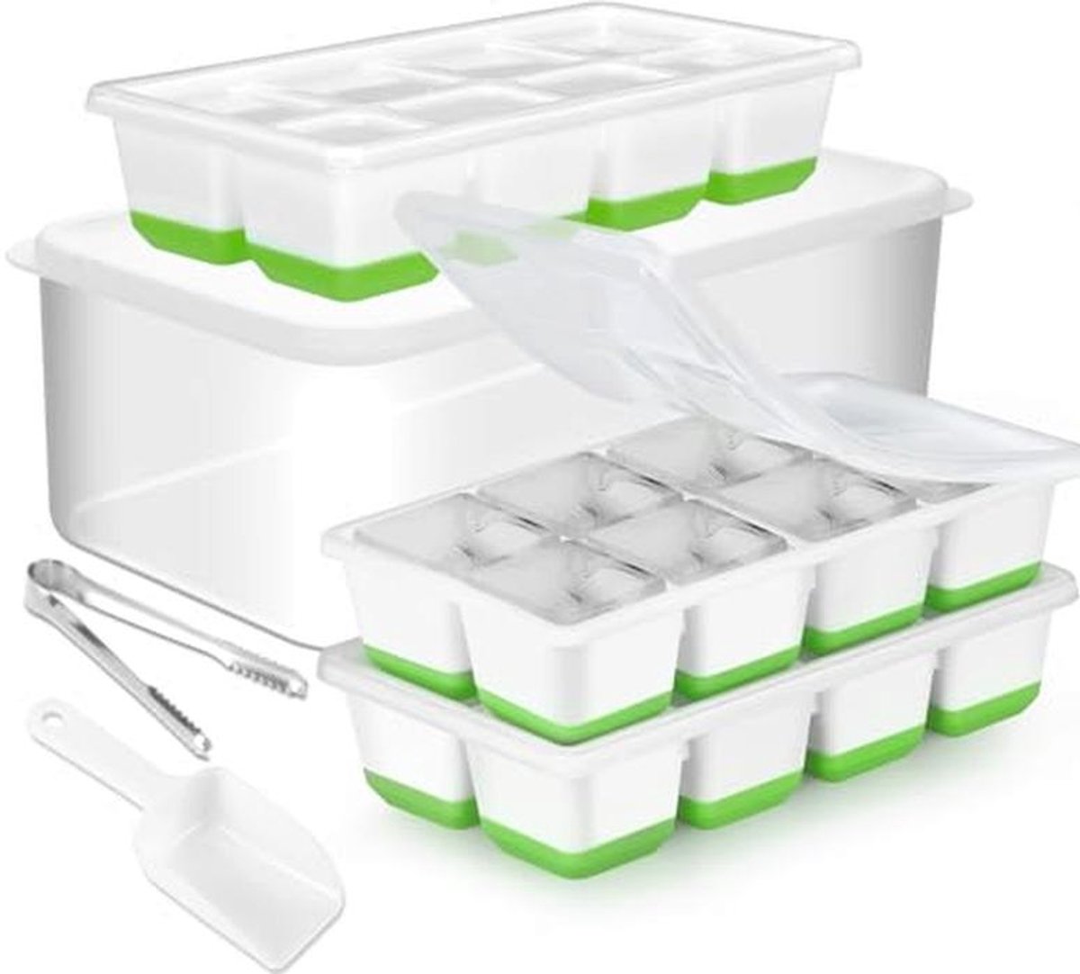 Grote IJsblokjesvormen set - 3 stuks, silicone, BPA-vrij, 4,5 cm ijsblokjeshouder