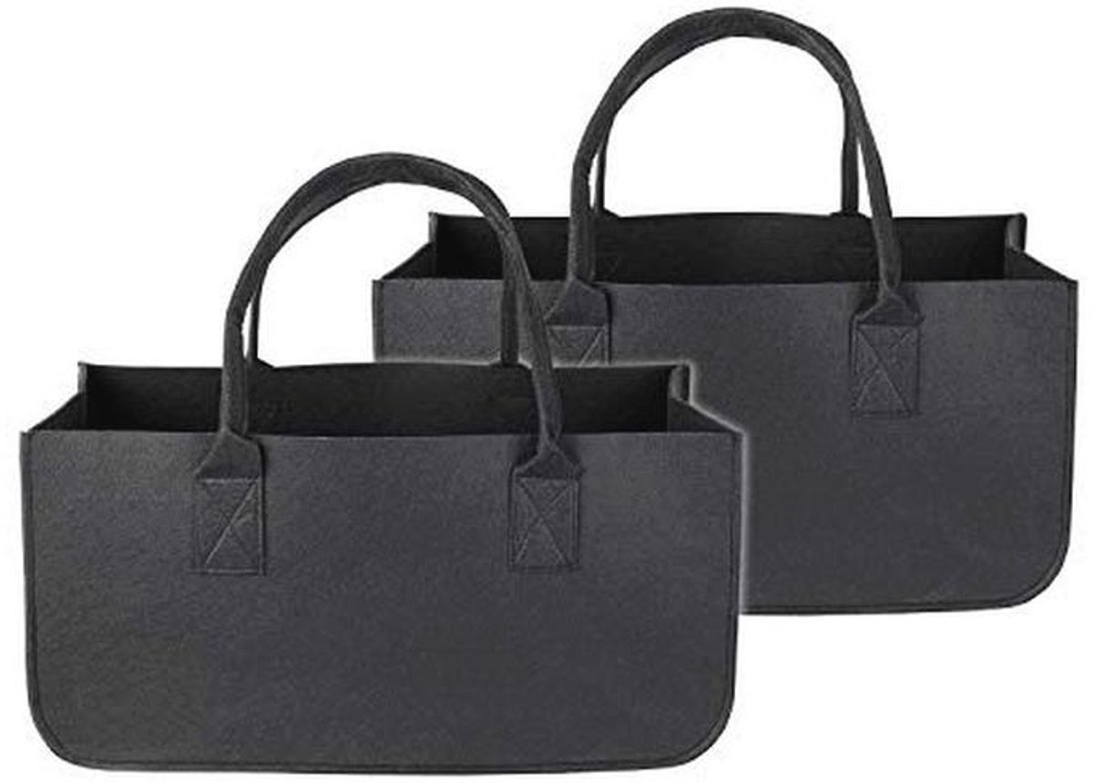 Vilten tas in donkergrijs - 50x25x25 cm - Set van 1 of 2 stuks