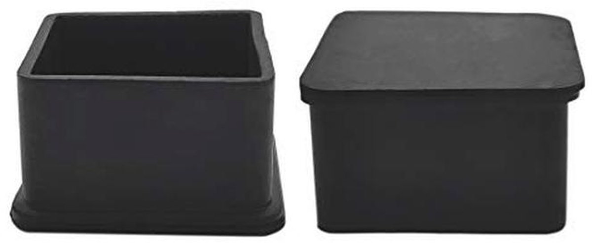 Vloerbeschermers voor Stoelpoot - Antislip Rubber Tips - Zwart - 50 x 50mm - 4 Stuks