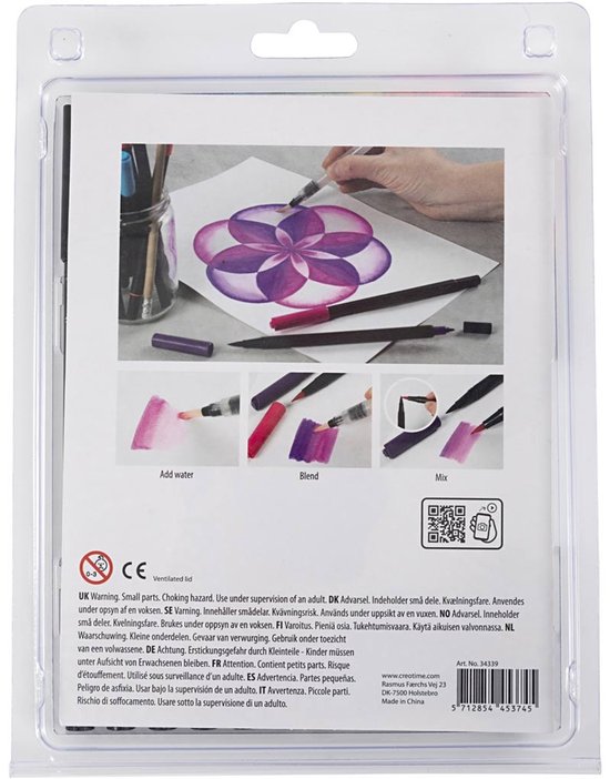 Feutre aquarelle, trait 2+4-8 mm, couleurs classiques, 12 pièce/ 1 Pq.