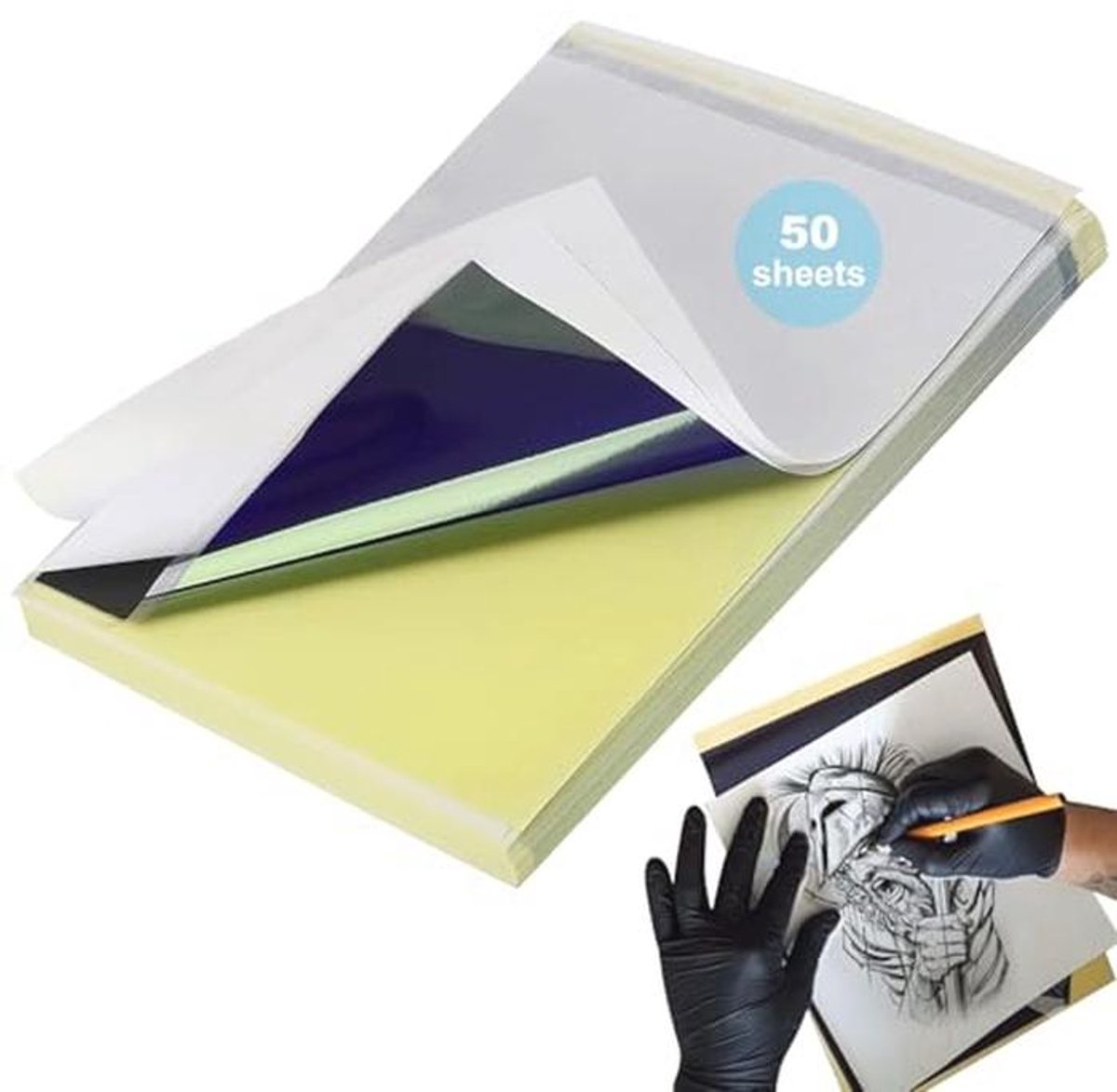 Tattoo Transfer Papier - 50 Vellen A4 4 Lagen Tijdelijk Tattoo Papier voor Printers