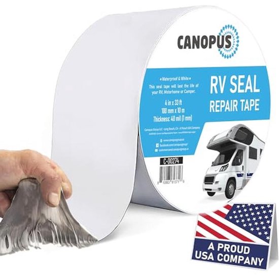 Butyl rubber afdichtingstape 10cm x 10m wit voor caravan camper ramen en lekken weatherproof