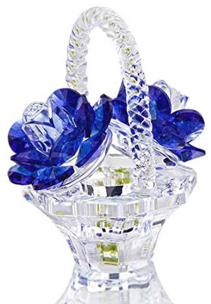 Kristallen Rozenvaasje en Bloemfigurine voor Huisdecoratie