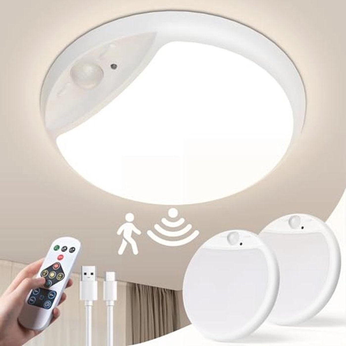 Dimbare LED Plafondlamp met Bewegingssensor en Afstandsbediening