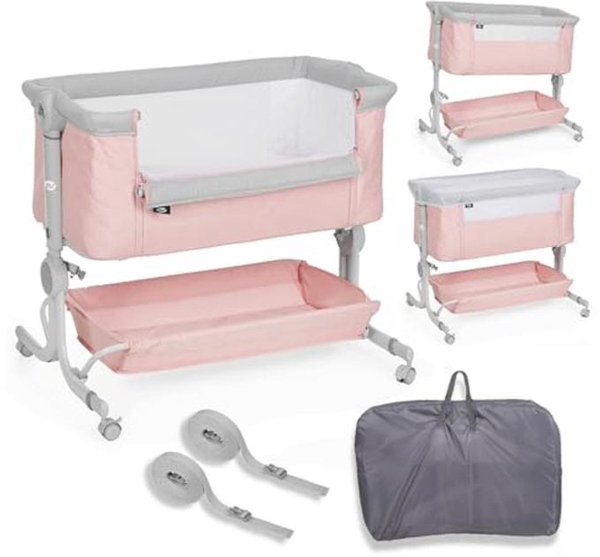 Verstelbare Co-Sleeper Babywieg met Meerdere Hoogtes en Refluxstand - Inclusief Matras en Muskietennet