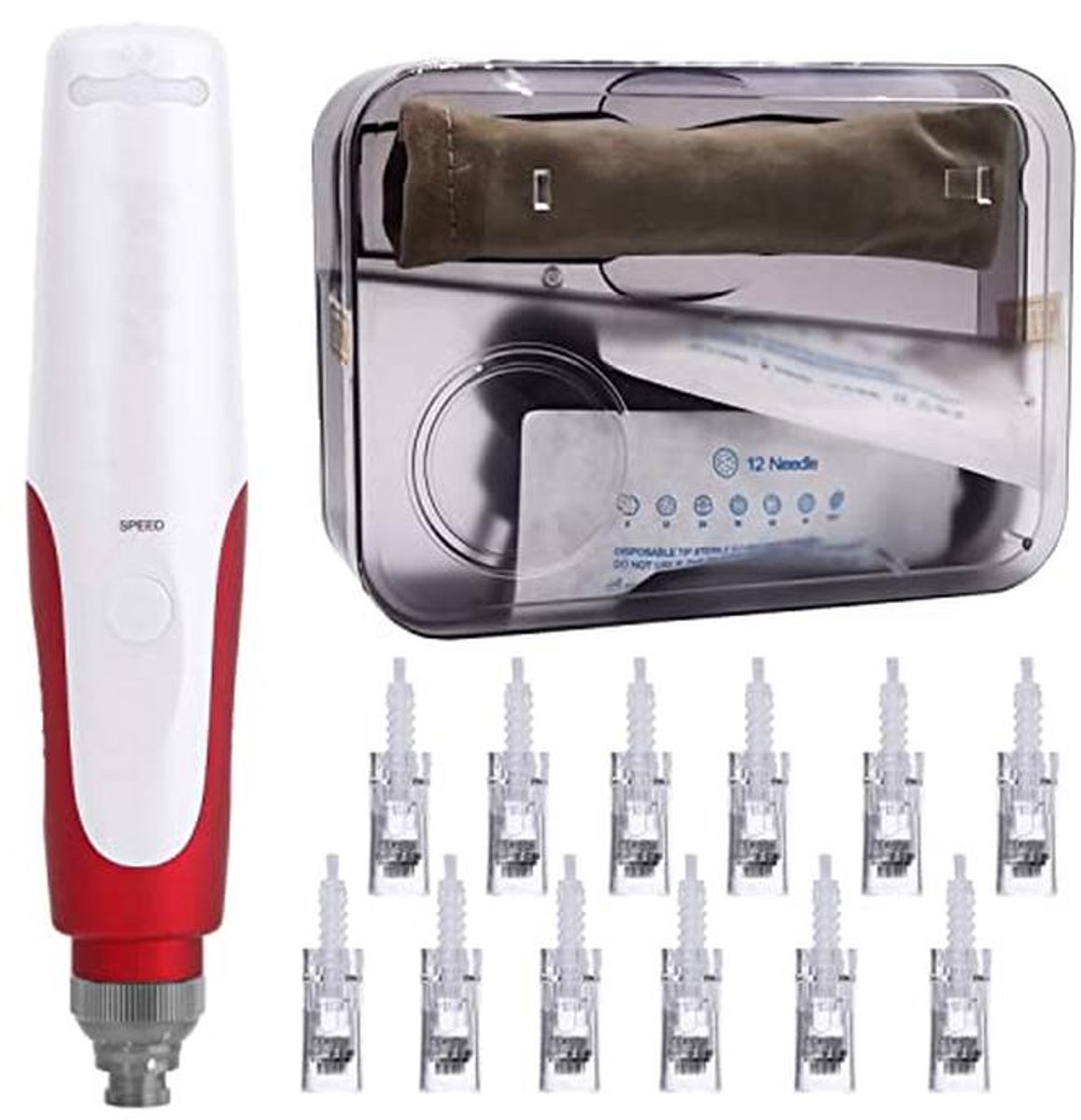 Microneedling Pen Set met 12 Naalden - Oplaadbare Dermapen voor Huidverjonging