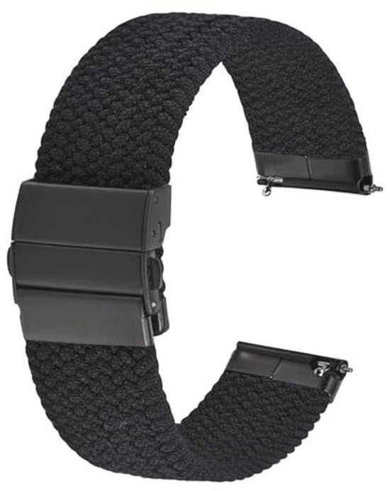 WOCCI 20mm Geweven Nylon Horlogeband voor Heren en Dames, Snelsluiting, 2 Stuks Vervangende Banden (Zwart Blauw