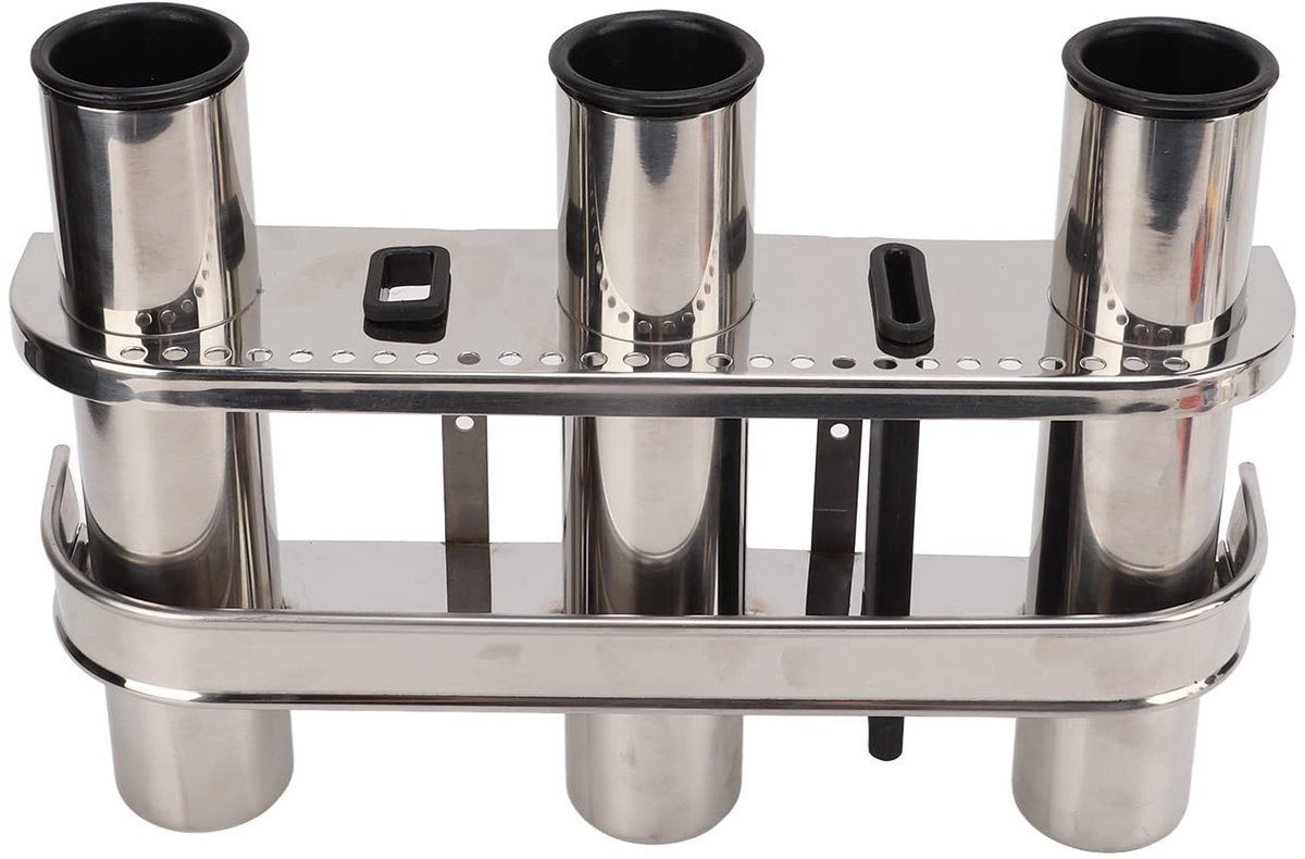 Boothengelhouders RVS Hengelhouder Metalen Hengelhouder Marine RVS 3-buis verbinding Hengelhouder Hengelsteun met werkbalk voor Marine Jacht Boot Vrachtwagen RV