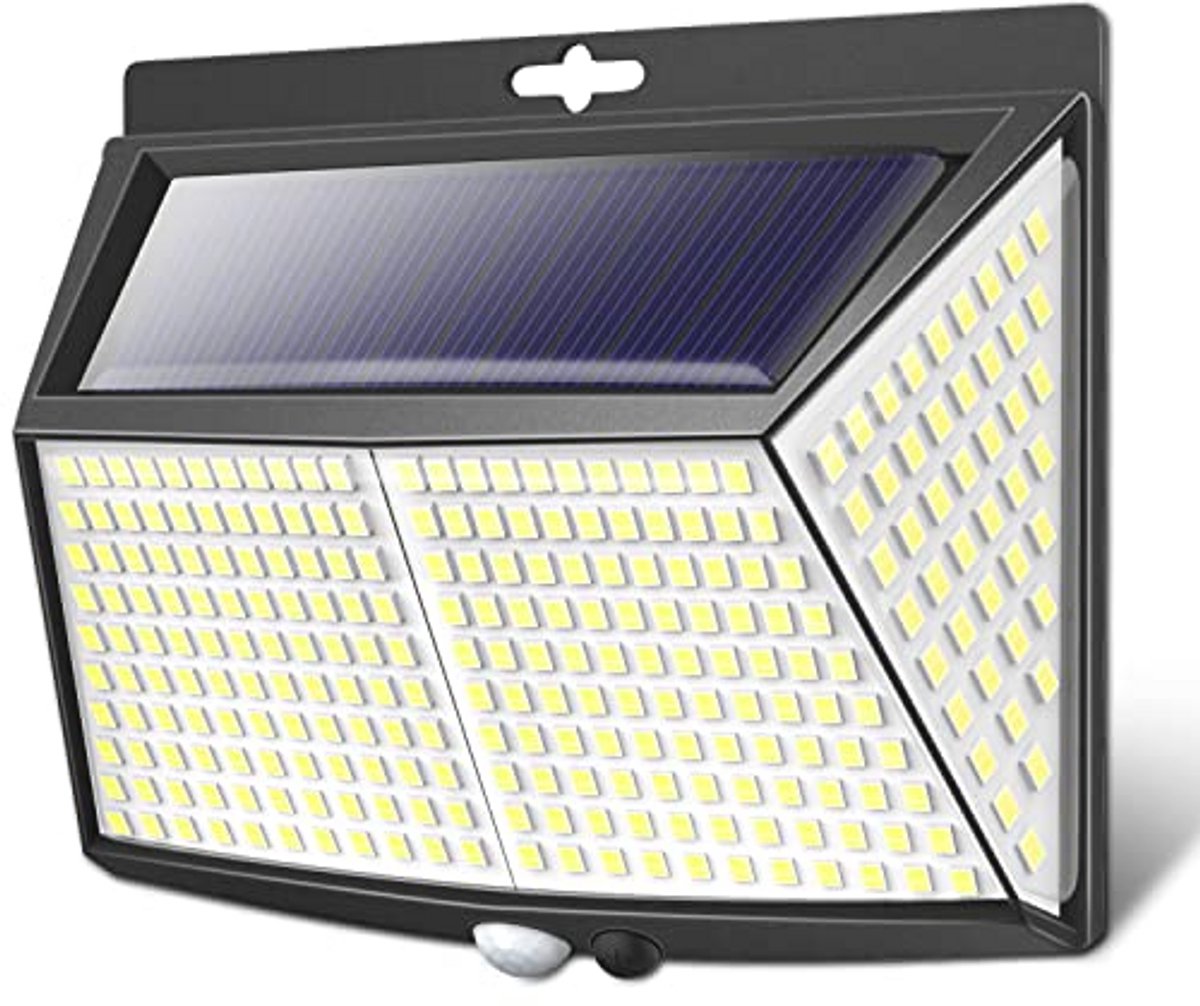 Zonnelampen voor Buiten met Bewegingsmelder - 308 LEDs, 3 Modi, 270 Graden, Waterdichte Wandlamp voor Tuin en Paden