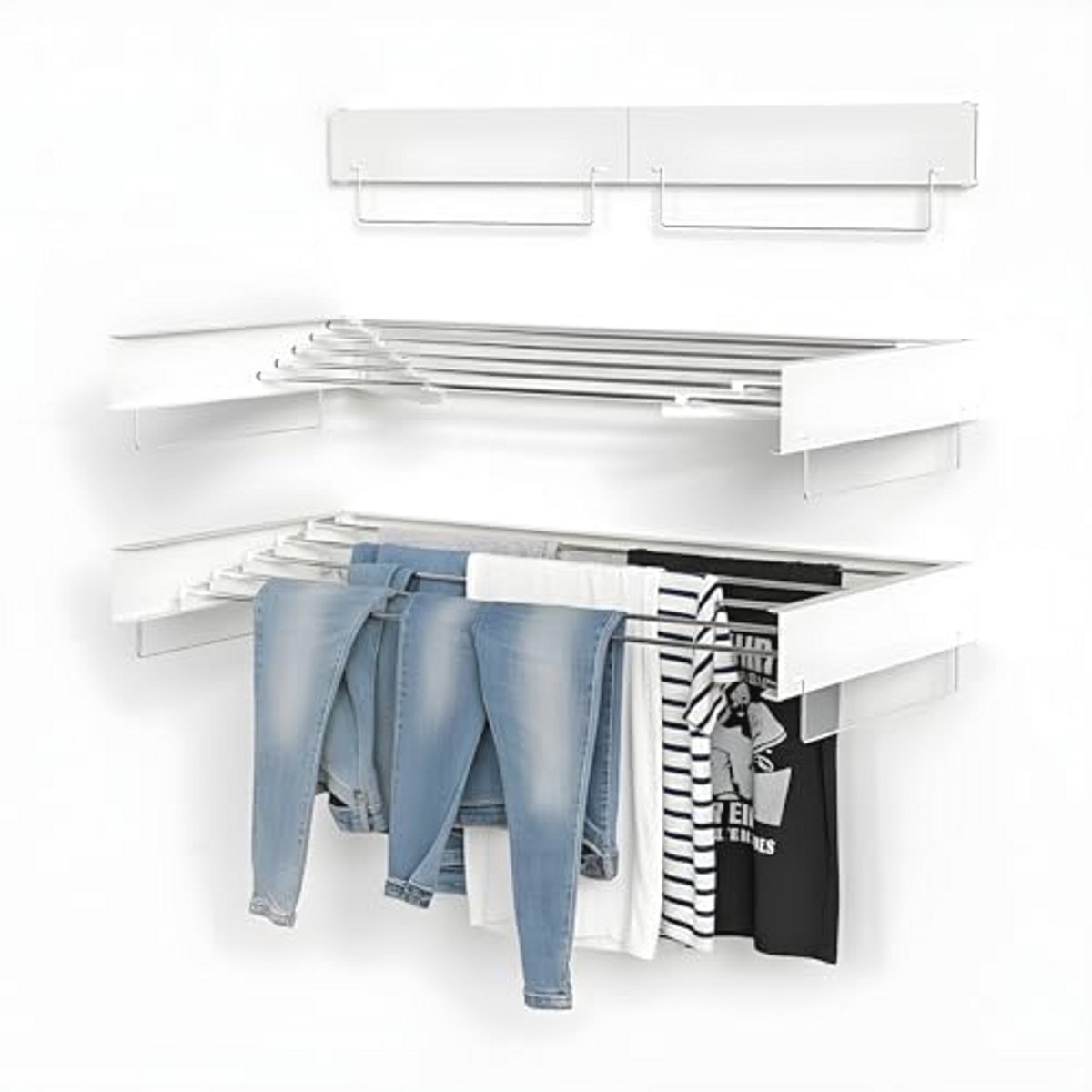 Ruimtebesparend Wanddroogrek met Handdoekrails en Hangers - Perfect voor Binnen en Buiten