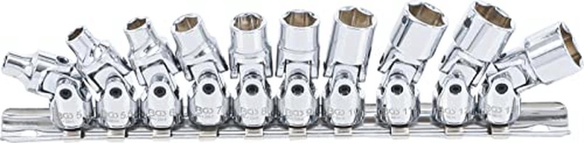 Cardan dopsleutelset 6,3 mm (1/4") | 10-delige set | 5-13 mm | Hoogglans