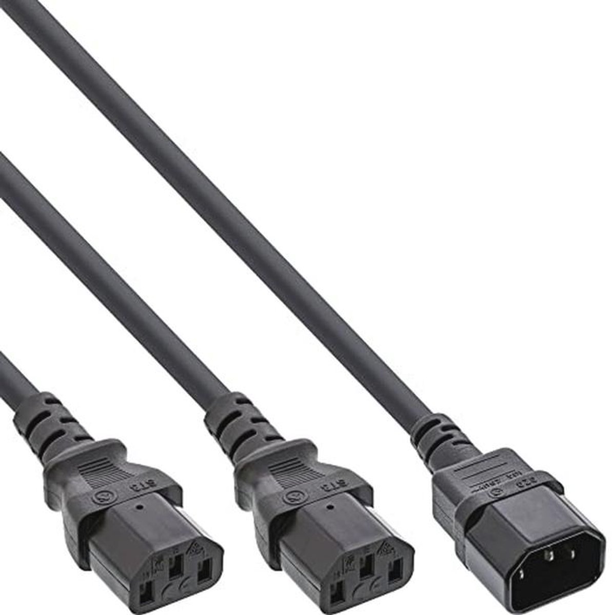Verlengsnoer Y-kabel 1x IEC-C14 naar 2x IEC-C13 - 3 meter - Zwart