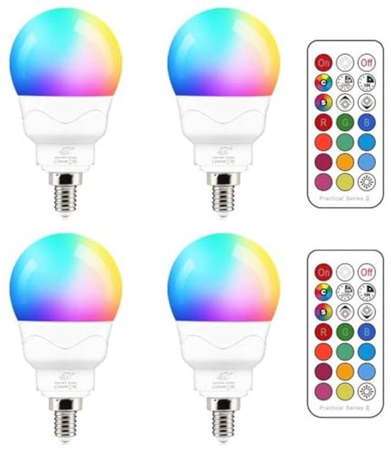 LED E14 Lamp 5W RGBW met Afstandsbediening - Dimbaar en Kleurenverandering