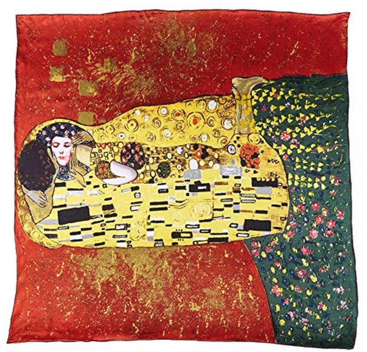 Grote Vierkante Charmeuse Zijden Sjaal met Klassieke Kunst Print