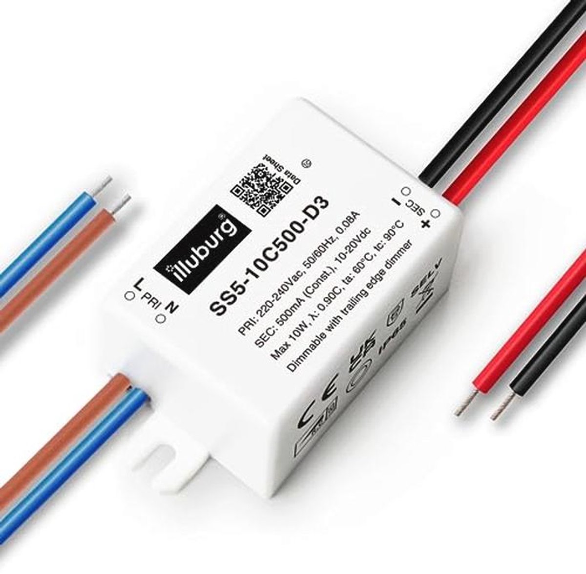 LED-transformator 500 mA - 5 W tot 10 W, variabel voor LED-lampen en strips