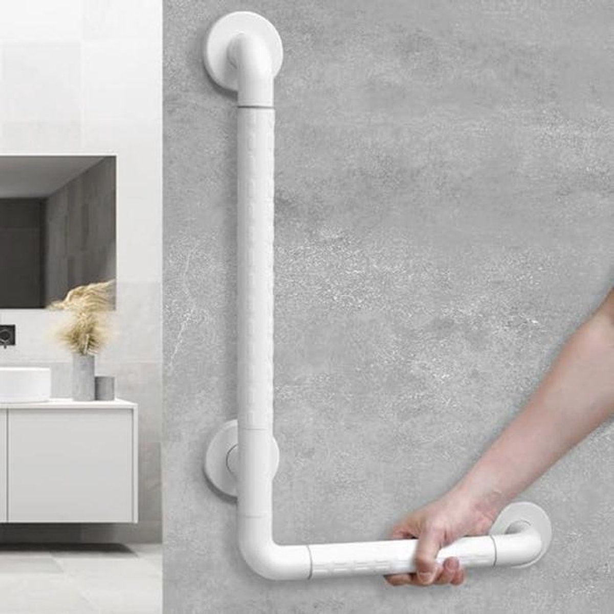 Antislip Badkamer Handgreep - Douche Grijpstang L-vorm 40 x 60 cm