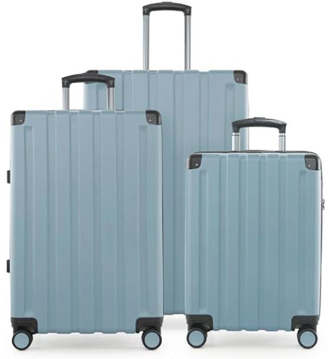 Set van 3 kleurrijke koffers - Handbagage koffer 54 cm, Middenmaat 68 cm, Grote reiskoffer 78 cm - Harde schaal en TSA-Slot - Duurzaam reiskofferset in zwembadblauw