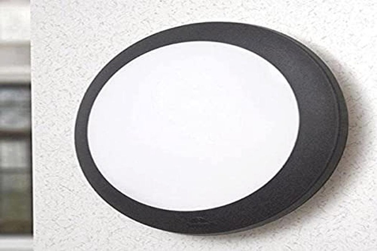 Ronde LED plafondlamp voor binnen en buiten, IP66, E27-fitting, zwart opaalglas