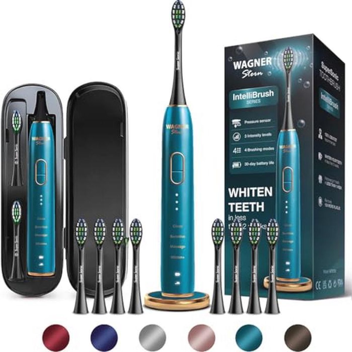 Whitening elektrische tandenborstel met druksensor - 4 poetsmodi en 3 intensiteiten inclusief luxe reiskoffer