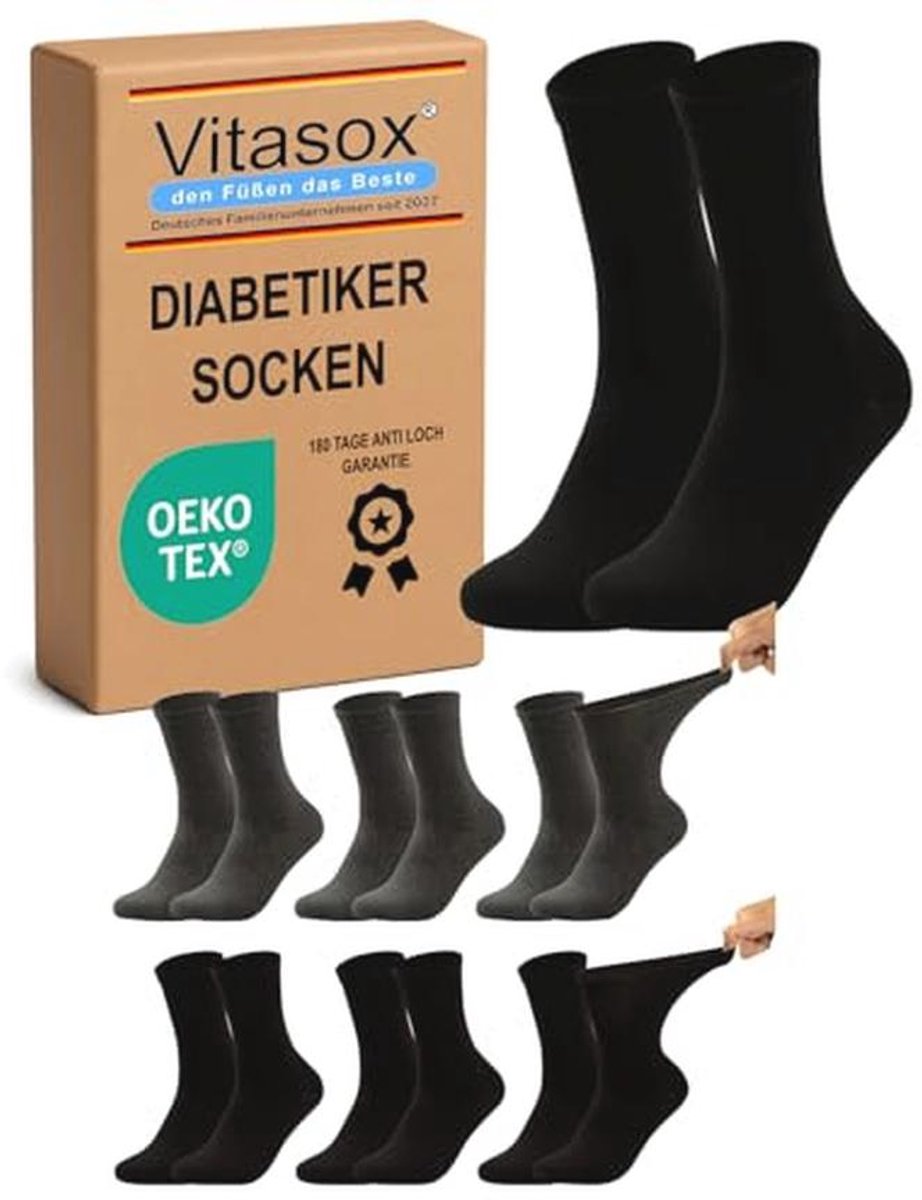 Gezondheidssokken voor heren met brede schacht en elastische band zonder rubber
