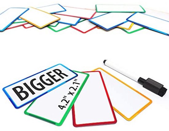 MagFlex® Lite Flexibele glanzende witte magnetische etiketten voor het maken van scrumboards, verwijderbare en verwisselbare etiketten - 100 mm lang x 60 mm breed - pak van 10