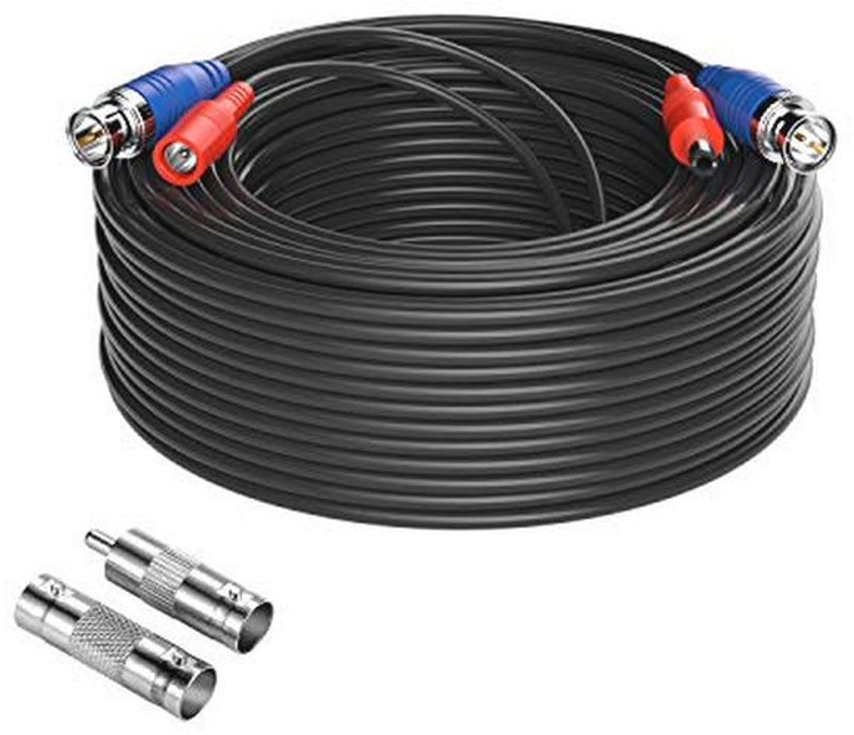 30 Meter BNC Videokabel en Voedingskabel voor CCTV Beveiligingscamera's