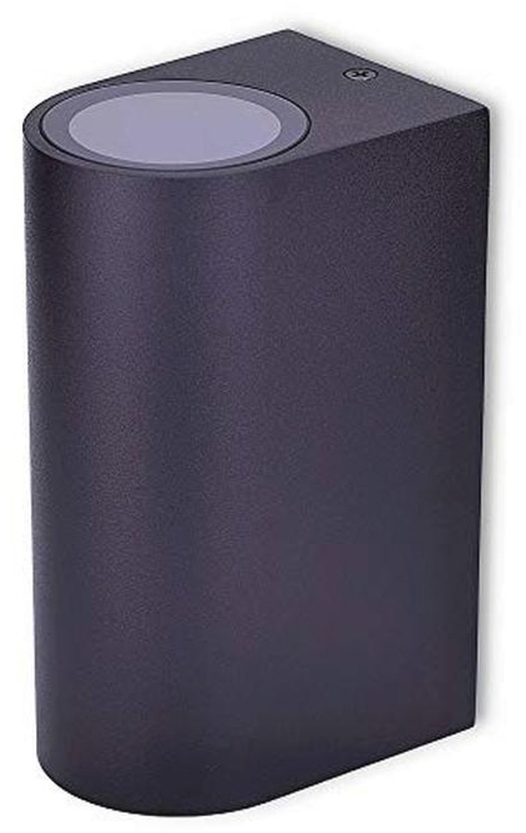 Ronde zwarte wandlamp van aluminium - 2x GU10 voor binnen en buiten, IP44 - zonder gloeilampen