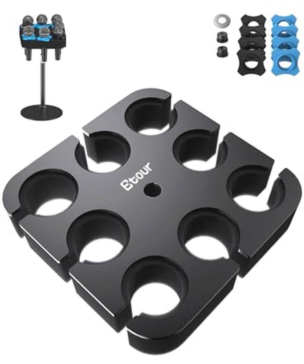 Upgrade Multi Microfoonhouder voor Mic Stand - Organizer voor Handheld en Draadloze Microfoons met Rubberen Padding