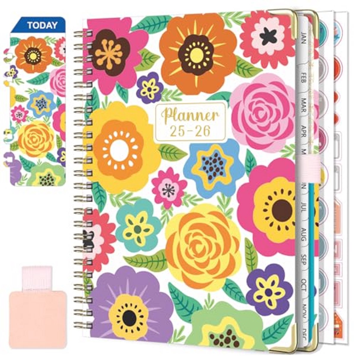Spiraalagenda 2025-2026 - A5 Week Planner met Penlus, Liniaal Boekmarker en Planningsstickers