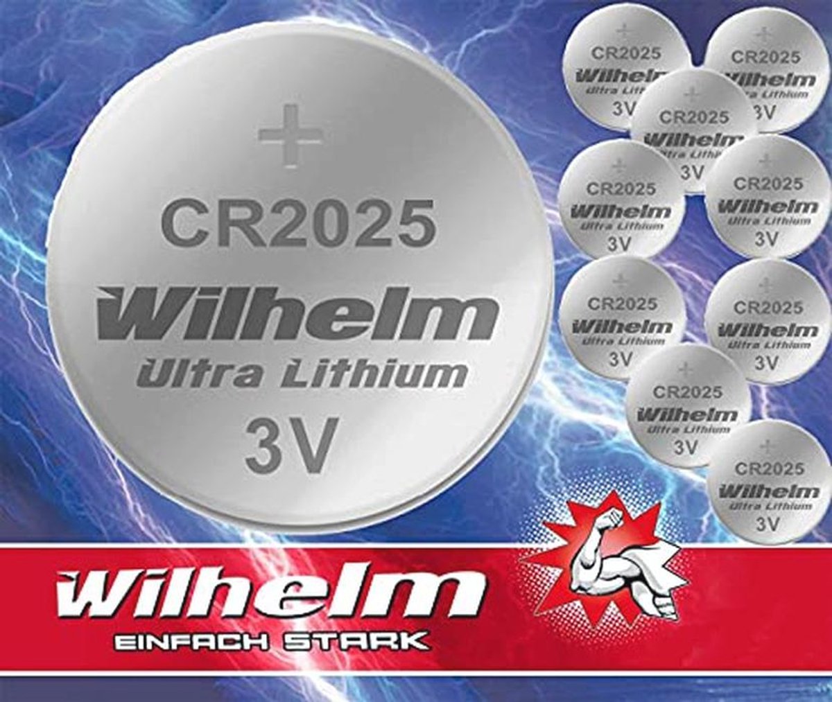 10 x knoopcel CR2025 batterij lithium 3V