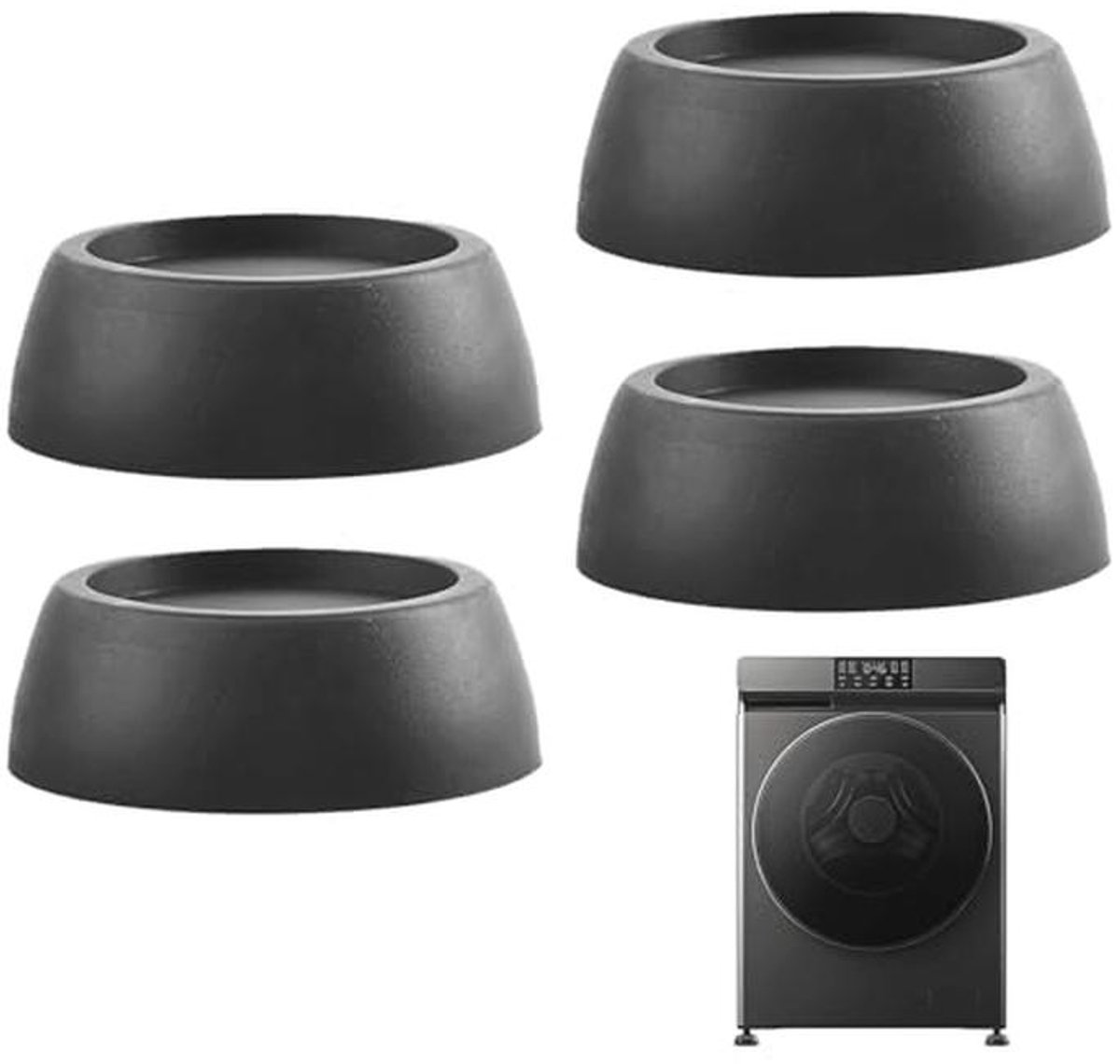 Trillingsdempers voor Wasmachine en Droger - 4 Stuks Rubber Voetjes (Zwart)