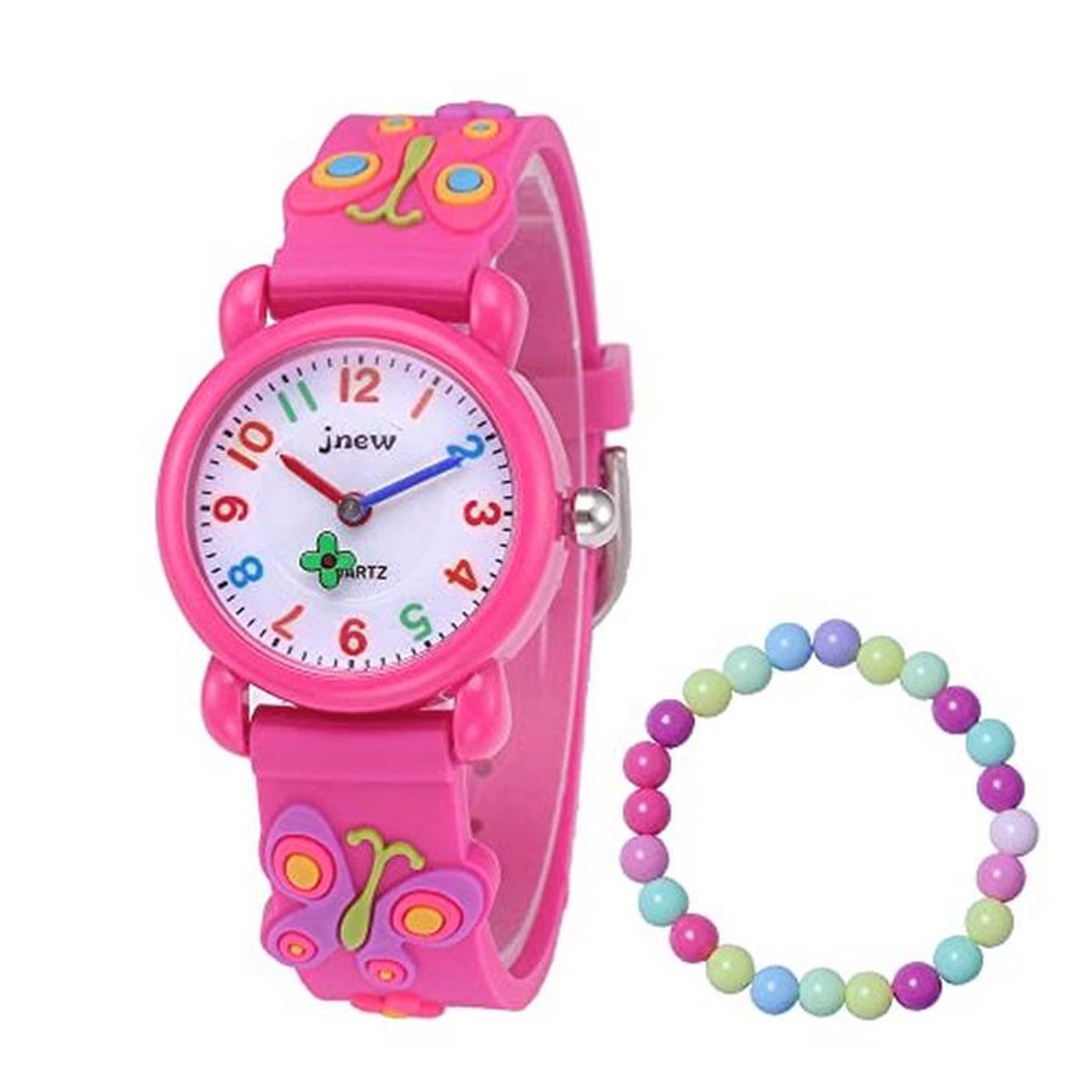 Schattige 3D Cartoon Kinderhorloge voor Meisjes van 3-10 Jaar - Analoge Quartz Polshorloge met Siliconen Band