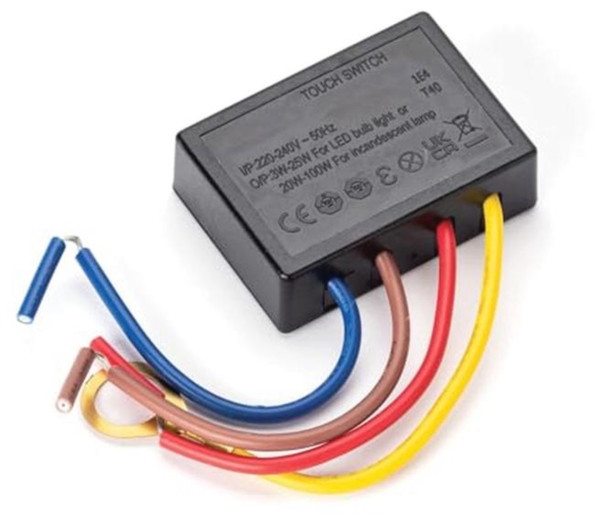 Touch Dimmer Module 20-100 Watt LED voor Lampen en Armaturen - Zwart