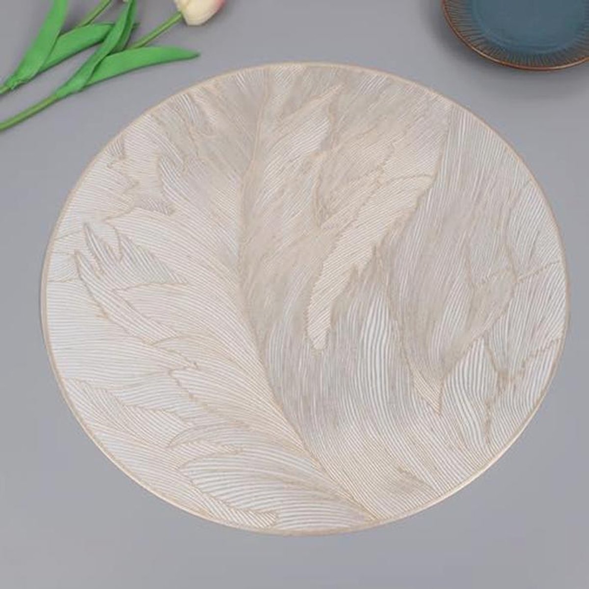 Set van 6 Wasbare Ronde Placemat - Antislip Kunststof Tafelbescherming