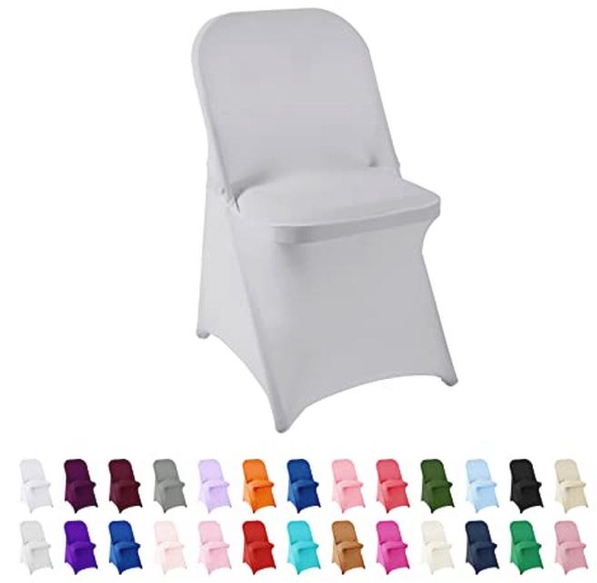 Zilverkleurige Spandex Stoelhoezen - 25 Stuks - Afneembare en Wasbare Bescherming voor Klapstoelen - Ideaal voor Feesten en Evenementen
