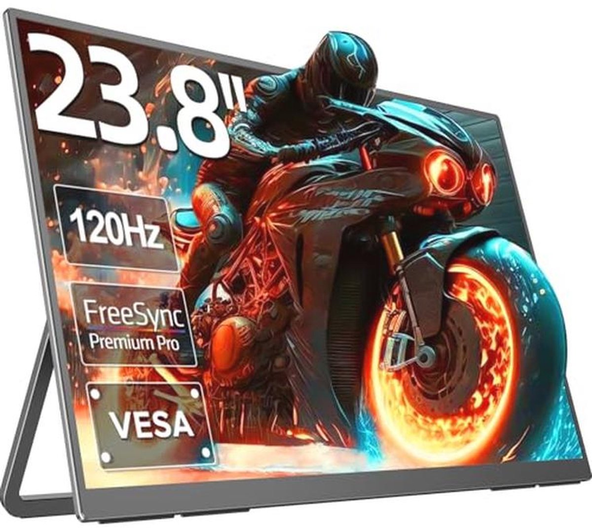 UPERFECT 23.8 Inch 120Hz QLED Portable Gaming Monitor FHD 1080P 100% SRGB Large Second Mat Screen 180° Adjustable Standard USB C HDMI for Laptop/MacBoo/SteamDec/Smartphone/Mini PC, VESA compatible