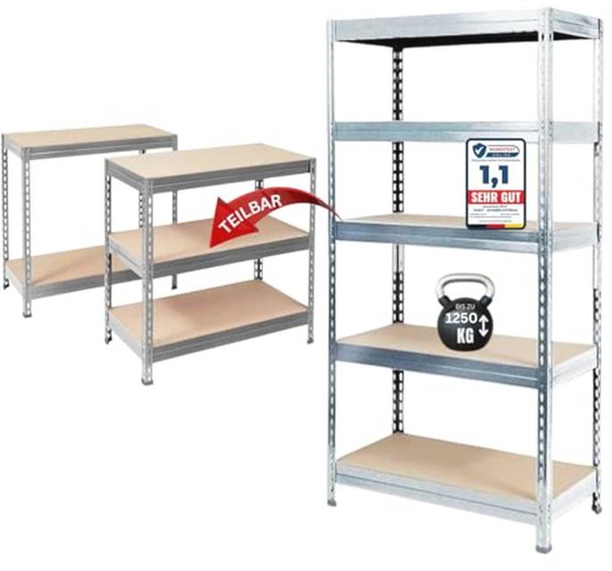 Heavy Duty Opbergrek - Zware Lasten, Multifunctioneel en Stabiel - Tot 1250 kg, Snelle Montage (220 x 120 x 45 cm)