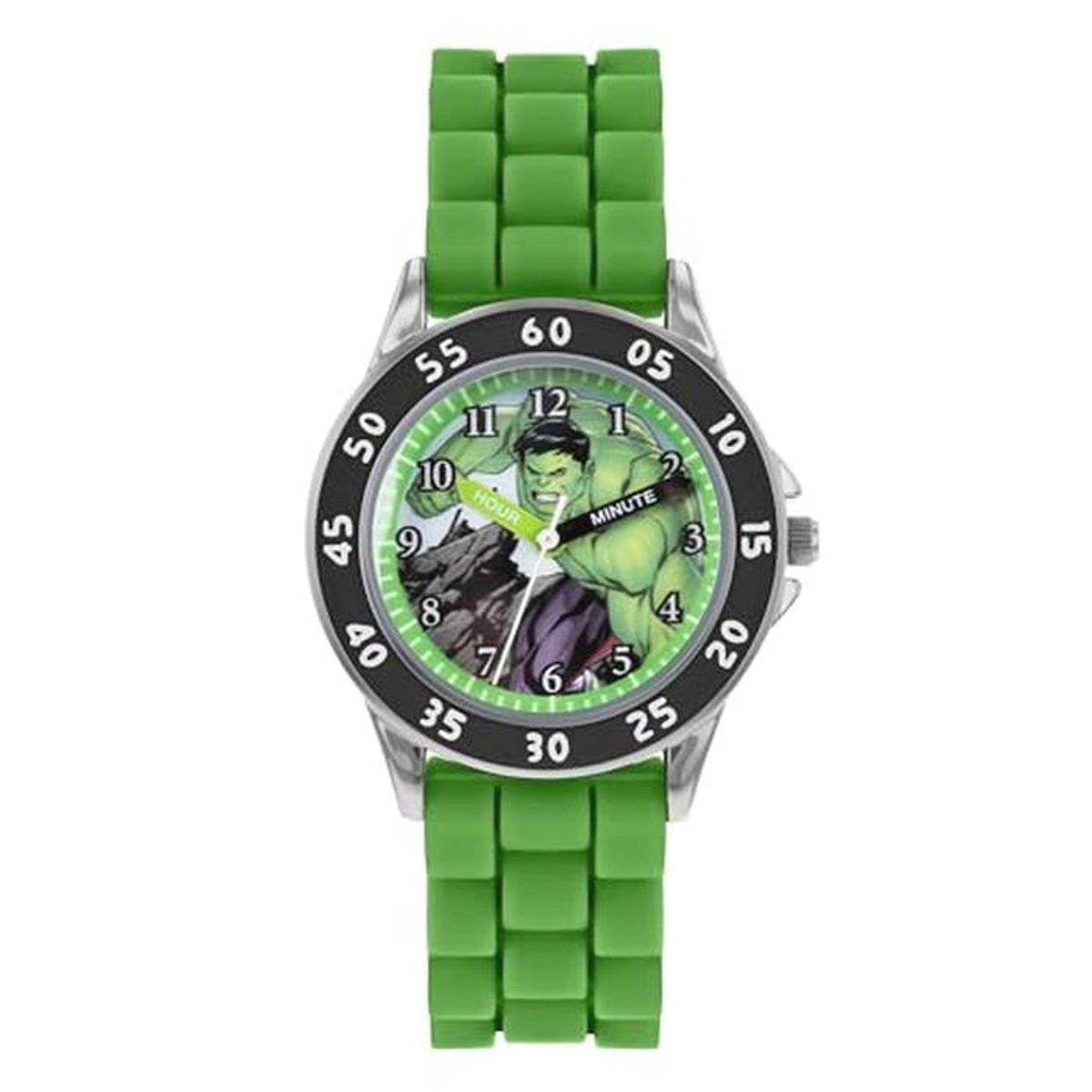 Groene Analoge Quartz Horloge voor Kinderen met Siliconen Band
