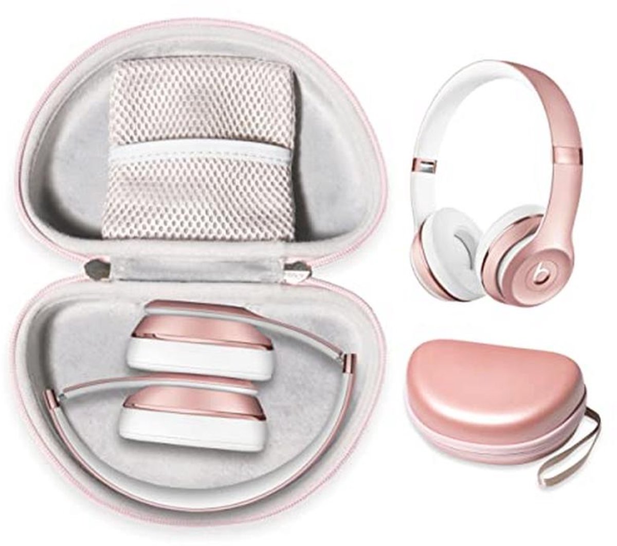 Beschermhoes voor Draadloze On-Ear Hoofdtelefoons - Afneembare Polsband, Compact Formaat, Roségoud
