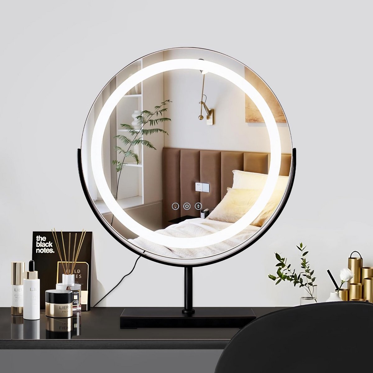 Ronde Led Make-up Spiegel met Touch-schakelaar en 3 Kleurmodi