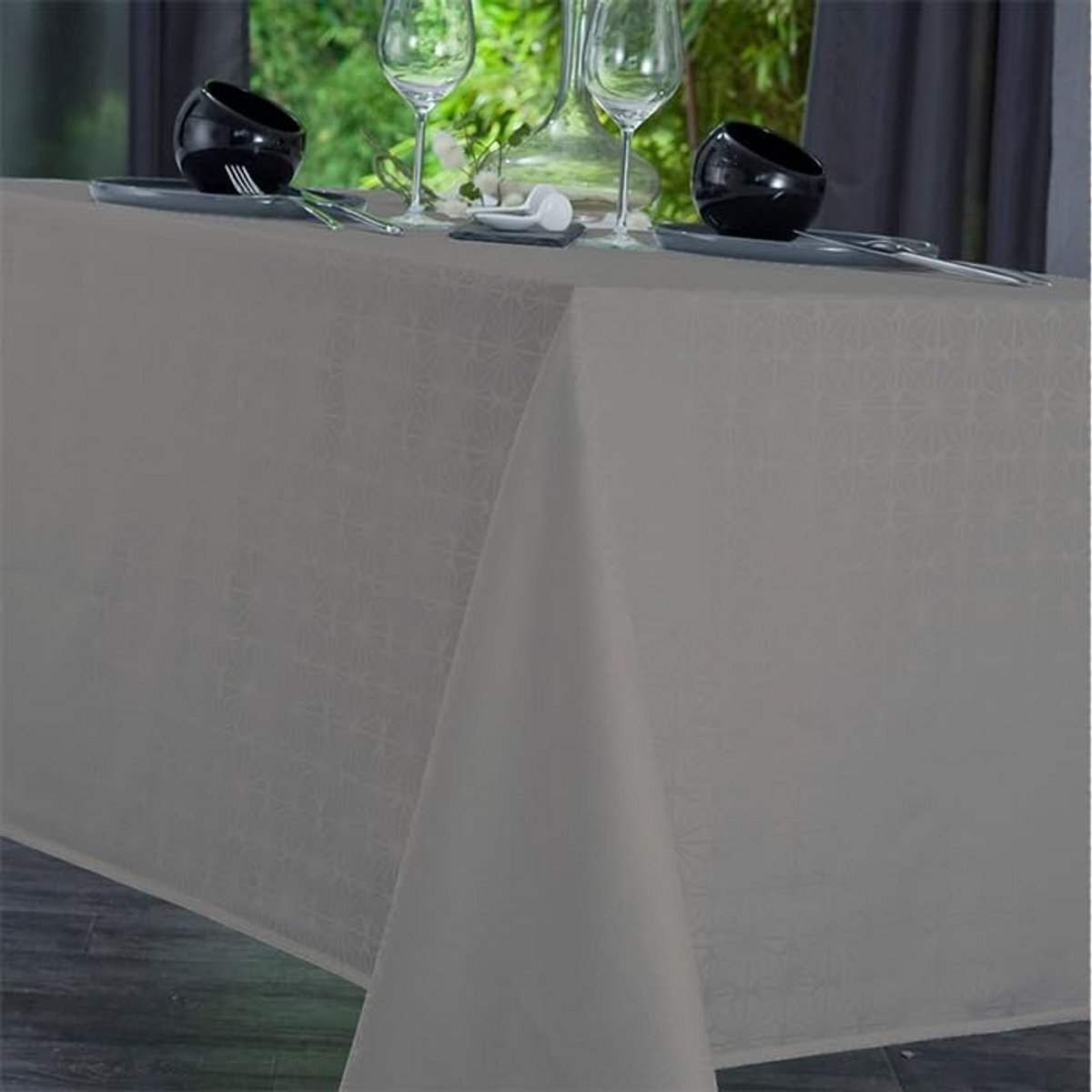 Damast tafelkleed Venezia vierkant 160 x 160 cm Chamois
