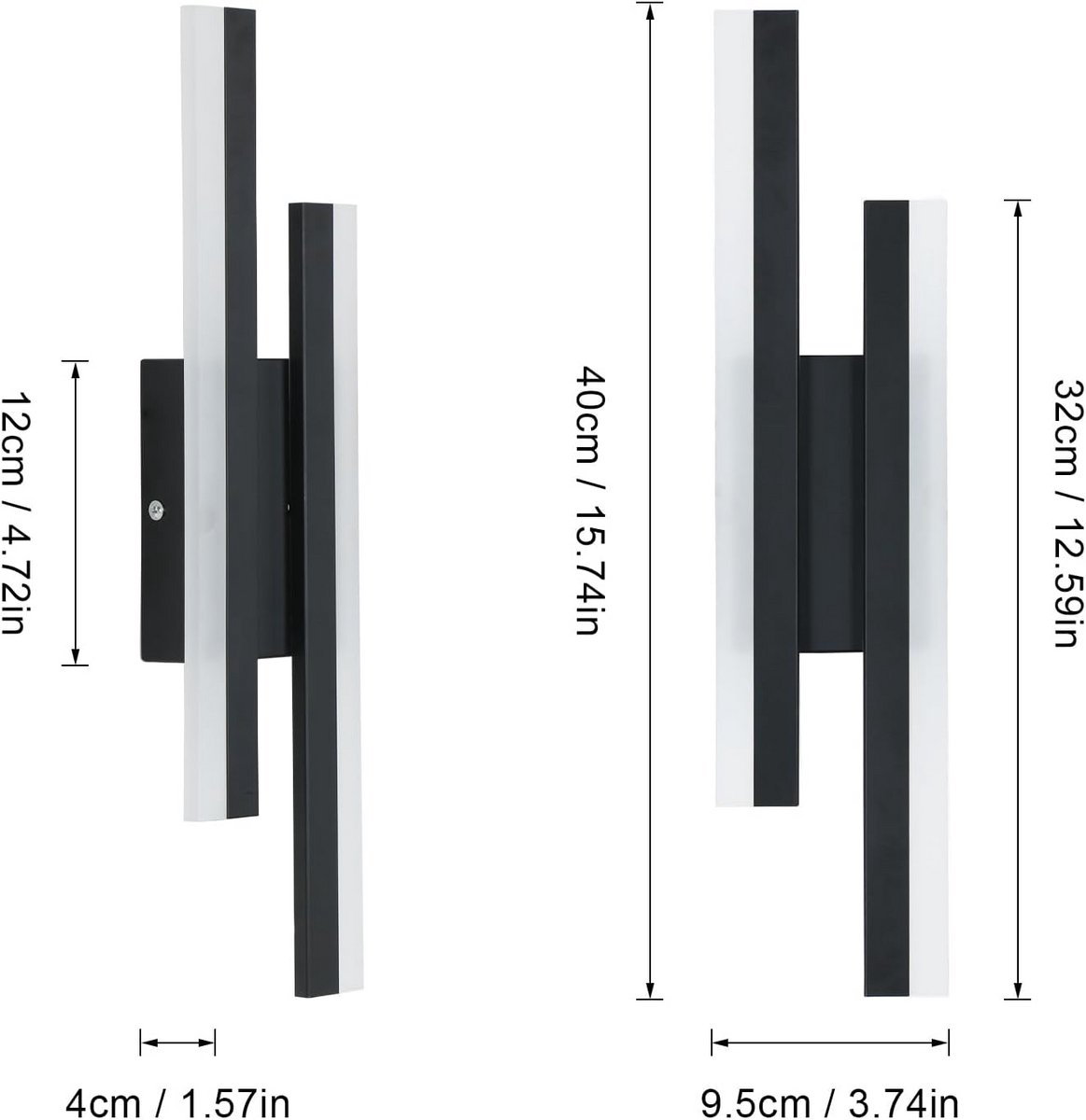 LED wandlamp 16 W 1800 lm zwart warm wit 3000K modern acryl