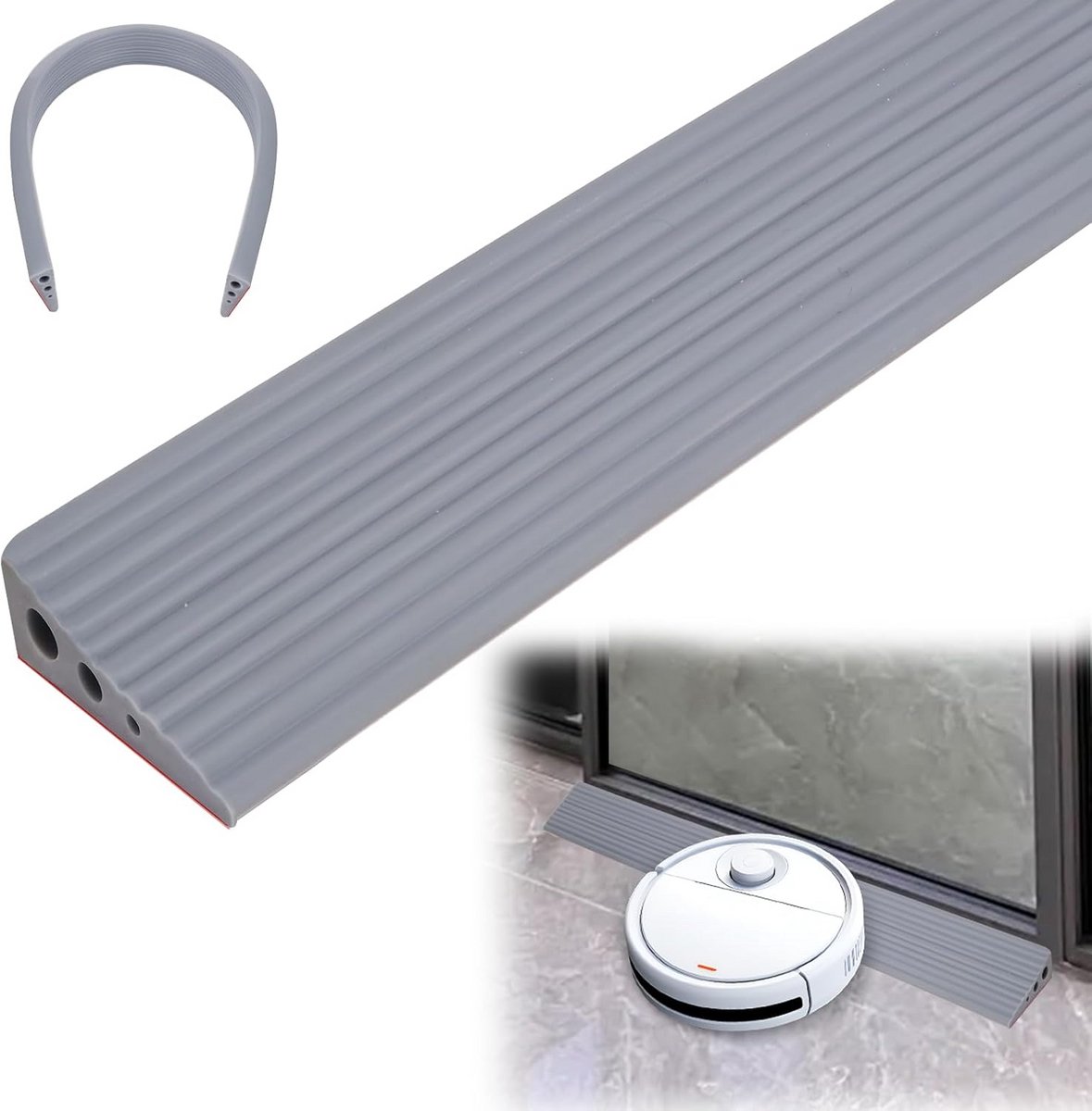 Stevige Rubberen Drempelhelling Zelfklevend 100x6,5x2,5 CM voor Robotstofzuiger en Rolstoel