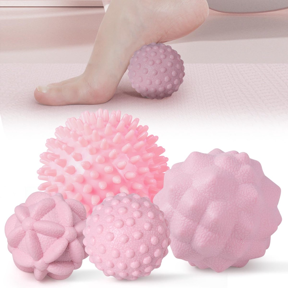 IMPERATORIS® Massage Ball - Trigger Point Ball - Spiky Ball for Foot Massage and Back - Physiotherapy and Recovery - 4.5 tot 7 cm - 4 Stuks - Roze
