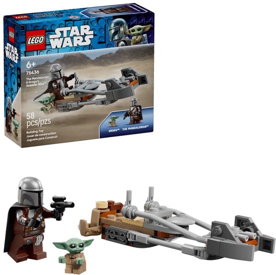 LEGO Star Wars - De Mandalorian en Grogu's Speederbike Bouwpakket voor Kinderen - 75436