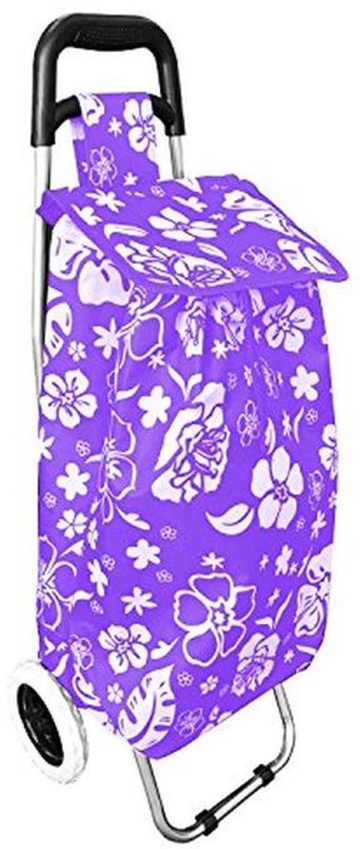 Inklapbare Trapklimmer Boodschappentrolley met Wielen - Bloemenpatroon Violet