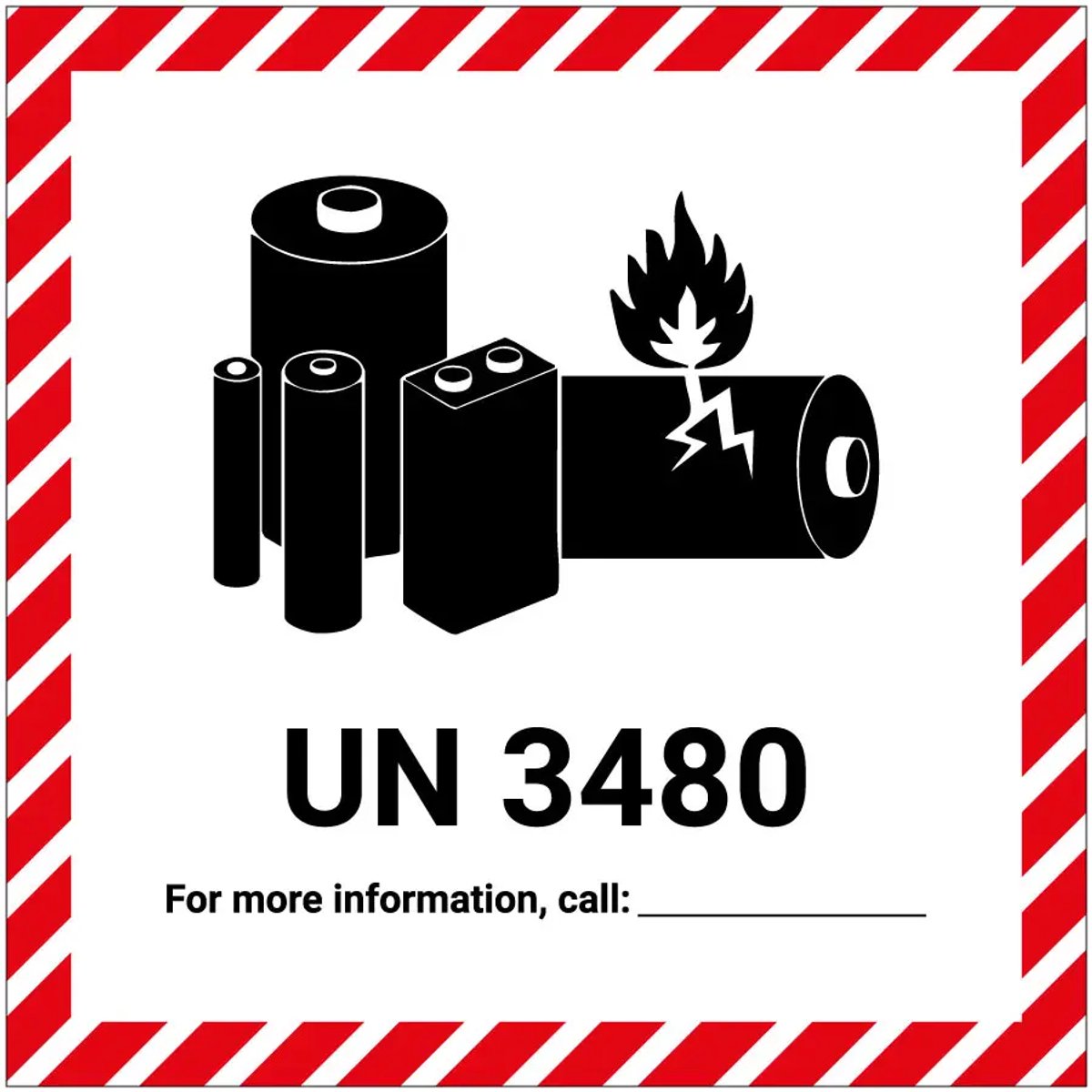 UN 3480 batterij sticker | 10 x 10 cm