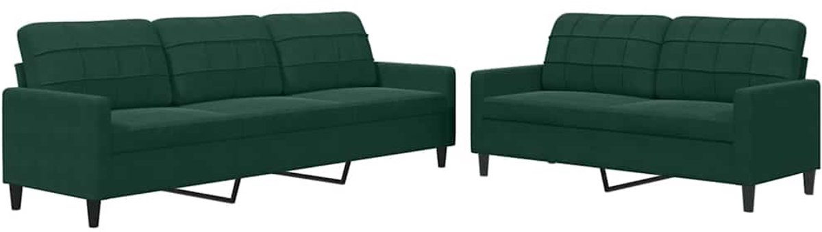 vidaXL - 2-delige - Loungeset - met - kussens - fluweel - donkergroen