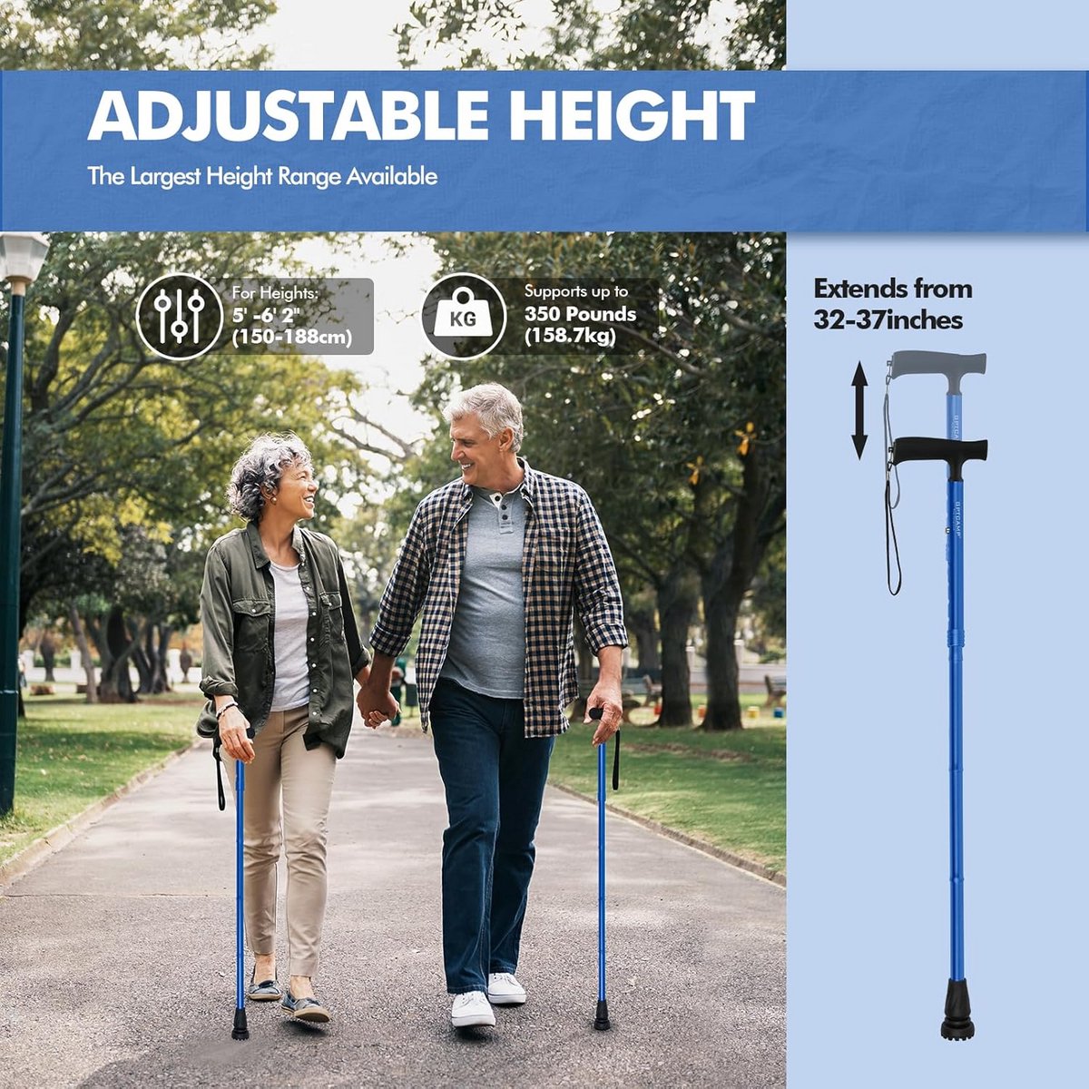 Opvouwbare Wandelstok Lichtgewicht en Stevig voor Dames en Heren