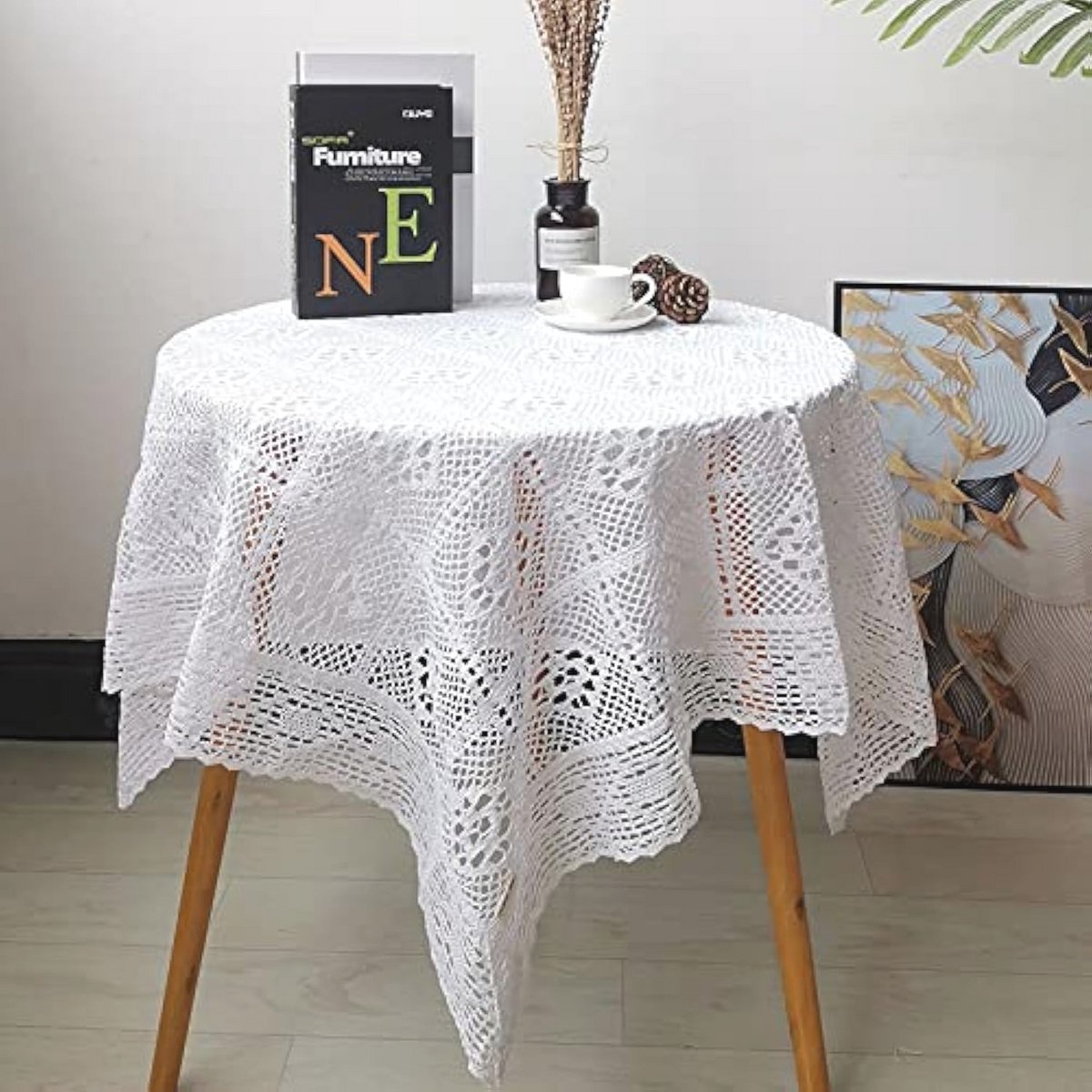 Vintage Gehaakt Tafelkleed met Kant - Elegante Decoratie voor Tafel